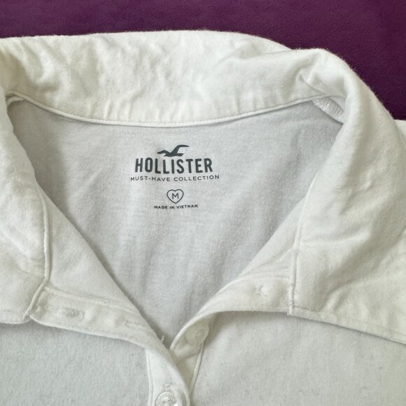 Hollister Polo White Shirt Size M - Picture 3 of 5